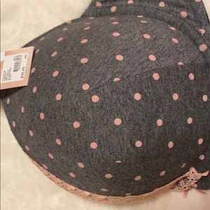 Grey & Pink polka dot bra